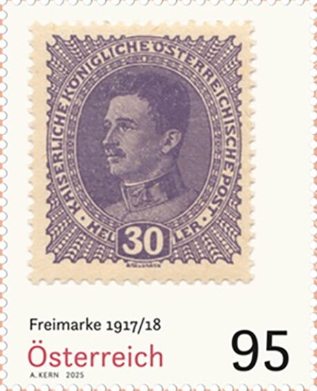 30 Heller Karl I stamp of 1917