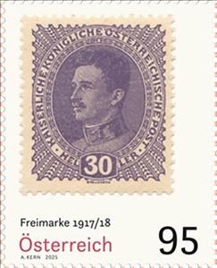 Stamp, 30 Heller Karl I stamp of 1917, Austria,  , Emperors, Famous People, Kings, Stamps