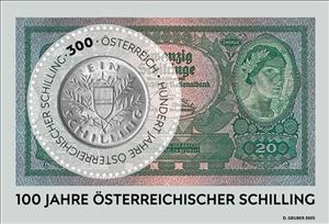 Souvenir Sheet, Schilling Currency, Centenary, Austria,  , Banknotes, Coins