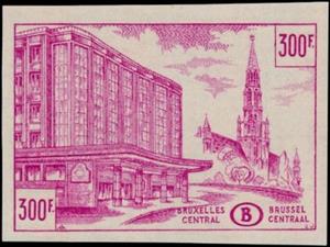 Stamp, Brussels Central Railway Station, Belgium,  , Buildings, City Halls, Railways, Stations