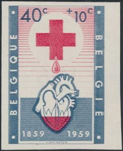 Stamp, Graphic Composition - Donate Blood, Belgium,  , Healthcare, Hearts, Red Cross and Red Crescent