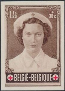 Stamp, Princess Joséphine-Charlotte (1927-2005) as a Nurse, Belgium,  , Famous People, Princesses, Red Cross and Red Crescent, Royalty, Weddings, Women