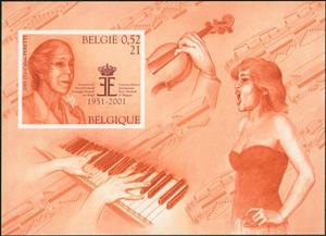 Souvenir Sheet, Queen Elisabeth Music Contest, Belgium,  , Famous People, Music, Musical Instruments, Musicians, Queens, Royalty, Singers, Women
