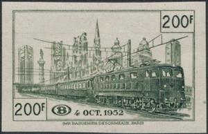 Stamp, Railway Stamp: Opening North-South Connection Brussels, Belgium,  , Locomotives, Railways