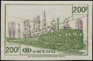 Stamp, Railway Stamp: Opening North-South Connection Brussels, Belgium,  , Locomotives, Railways