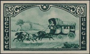 Stamp, Stage Coach, Belgium,  , Animals (Fauna), Horses, Mailcoaches, Mammals, Postal Traffic
