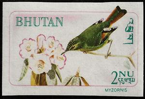 Stamp, Fire-tailed Myzornis (Myzornis pyrrhoura), Bhutan,  , Animals (Fauna), Birds