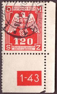 Stamp with Collectible Margin, Eagle with shield of Bohemia, Empire badge, Bohemia and Moravia,  , Birds, Coats of Arms, Eagles, Stylized Animals, Symbols