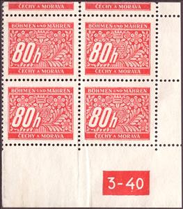 Stamp with Collectible Margin, Stylized flowers and branches, Bohemia and Moravia,  , Stylized Plants