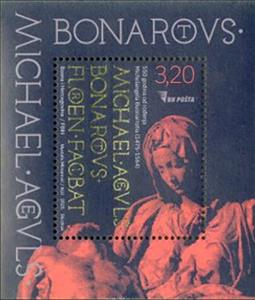 Souvenir Sheet, Michelangleo Buonarotti, Artist, Bosnia and Herzegovina,  , Sculptures