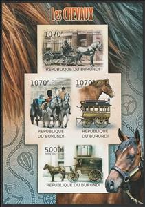 Souvenir Sheet, Horses and Carriages, Burundi,  , Carriages, Horses