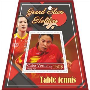 Souvenir Sheet, Wang Nan, Cabo Verde,  , Sports, Table Tennis