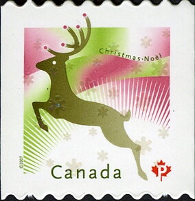 Stamp, Caribou (Rangifer tarandus), Canada,  , Animals (Fauna), Christmas, Deer