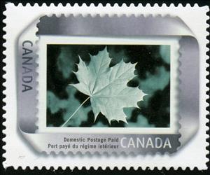 Stamp, Silver Ribbon Frame, Canada,  , Frames, Greetings, Leaves, Plants (Flora), Ribbons, Silver Objects