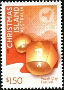 Stamp, Vesak Day Festival, Christmas Island,  , Festivals, Maps