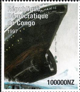 Stamp, Titanic, Congo, Democratic Republic (Kinshasa),  , Disasters, Passenger-ships, Ships, Shipwrecks