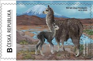 Stamp, Zoo Hodonín lama LLama, Czech Republic,  , Animals (Fauna), Anniversaries and Jubilees, Llamas, Zoos