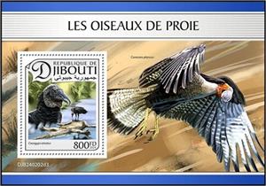 Souvenir Sheet, Black Vulture (Coragyps atratus), Djibouti,  , Birds of Prey, Vultures