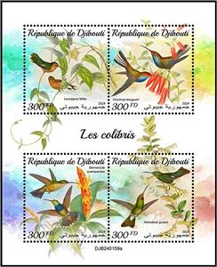 Mini Sheet, Hummingbirds, Djibouti,  , Birds, Hummingbirds