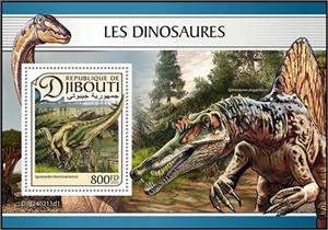 Souvenir Sheet, Iguanodon bernissartensis, Djibouti,  , Prehistoric Animals, Prehistory