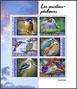 Mini Sheet, Kingfishers, Djibouti,  , Birds, Kingfishers