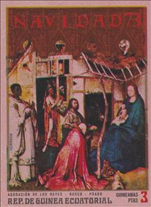 Stamp, Adoration of the Magi by Jheronimus Bosch, Equatorial Guinea,  , Art, Biblical Accounts, Christmas, Paintings, Religion