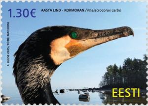 Stamp, Cormorant (Phalacrocorax carbo), Estonia,  , Animals (Fauna), Birds