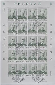 Full Pane, Jakob Jakobsen (1864-1918), ethnologist, Faroe Islands,  , C.E.P.T. / Europe, Famous People, Linguists, Postal Services, Postal Unions