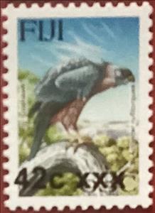Stamp, Fiji Goshawk (Accipiter rufitorques) surcharged, Fiji,  , Animals (Fauna), Birds, Birds of Prey