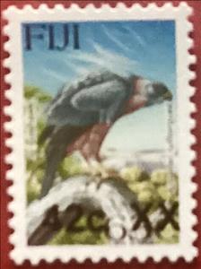 Stamp, Fiji Goshawk (Accipiter rufitorques) surcharged, Fiji,  , Animals (Fauna), Birds, Birds of Prey