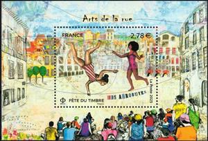 Souvenir Sheet, Acrobats, France,  , Entertainers, Stamp Day