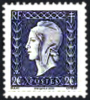 Stamp, Marianne by Dulac, 80 Years, France,  , Stamps, Women