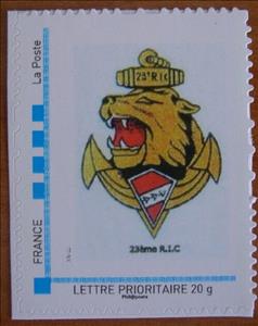 Stamp, 23eme RIC Regiment d'Infanterie Coloniale, France,  , Army, Military Forces, Navies, Seals (Emblems)