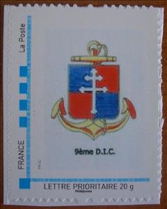 Stamp, 9eme DIC Division d'Infanterie Coloniale, France,  , Army, Military Forces, Navies, Seals (Emblems)