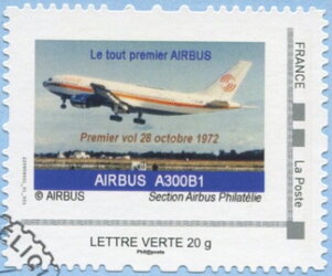 Stamp, First Flight of Airbus 27 october 1972, France,  , Aircraft, Aviation