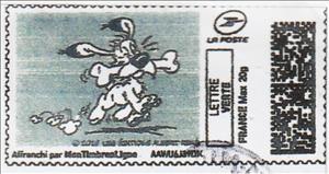 Stamp, Idefix 2 grey background, France,  , Cartoons, Comics, Dogs