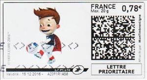 Stamp, Peno France's Football Mascot 3, France,  , Cartoons, Football (Soccer), Mascots, Sports