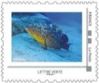 Stamp, Sea bass / Merou (Dicentrarchus labrax), France,  , Animals (Fauna), Fishes