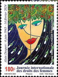 Stamp, International Women's Day 2025 : Art of Alain Despert, French Polynesia,  , Art, Women