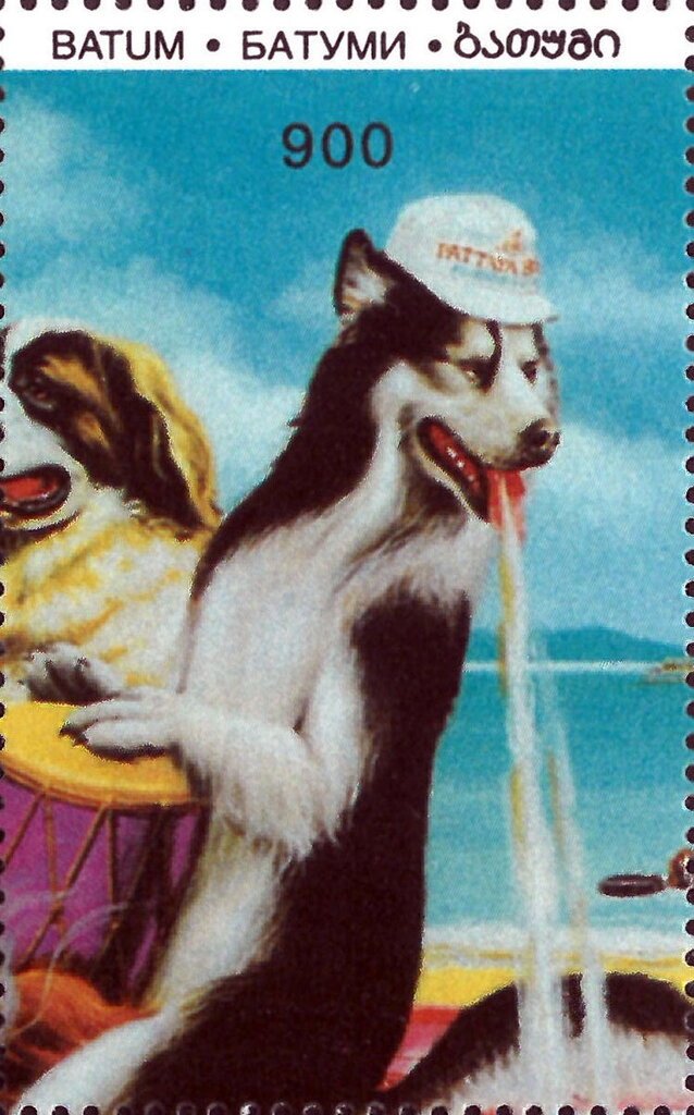 Dogs in car by an unknown artist