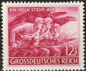 Stamp, Volkssturm members, eagle, German Realm,  , Animals (Fauna), Birds, Birds of Prey, Eagles, Weapons