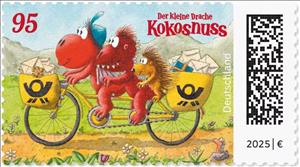 Stamp, Coconut, the Little Dragon, Germany, Federal Republic,  , Bicycles, Cartoons, Dragons, Letters (Mail), Movies