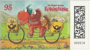 Stamp, Coconut, the Little Dragon, Germany, Federal Republic,  , Bicycles, Cartoons, Dragons, Letters (Mail), Movies