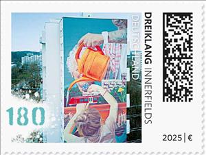 Stamp, Dreiklang by Innerfelds, Hamburg, Germany, Federal Republic,  , Art, Flowers, Plants (Flora), Railways, Trams