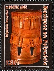 Stamp, Le pahu, French Polynesia,  