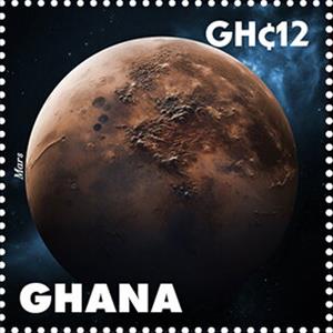 Stamp, Mars, Ghana,  , Astronomy, Planets