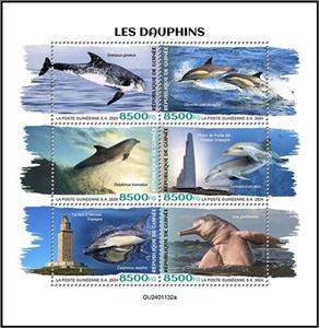Mini Sheet, Dolphins, Guinea,  , Animals (Fauna), Dolphins, Sea (Marine) Mammals, Sea Life