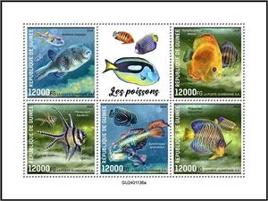 Mini Sheet, Fishes, Guinea,  , Animals (Fauna), Dolphins, Fishes, Sea Life