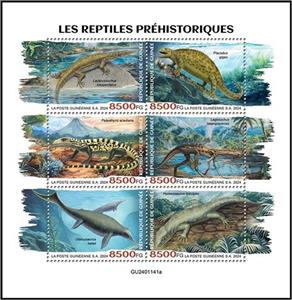 Mini Sheet, Prehistoric Reptiles, Guinea,  , Animals (Fauna), Dinosaurs, Lizards, Prehistoric Animals, Reptiles