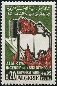 Stamp, Books and Flames, Algeria,  